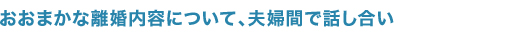 おおまかな離婚内容について、夫婦間で話し合いおおまかな離婚内容について、夫婦間で話し合い