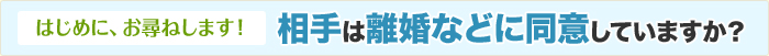 はじめに、お尋ねします！相手は離婚などに同意していますか？