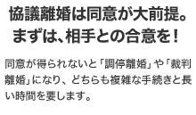 協議離婚は同意が大前提。 まずは、相手との合意を！ 